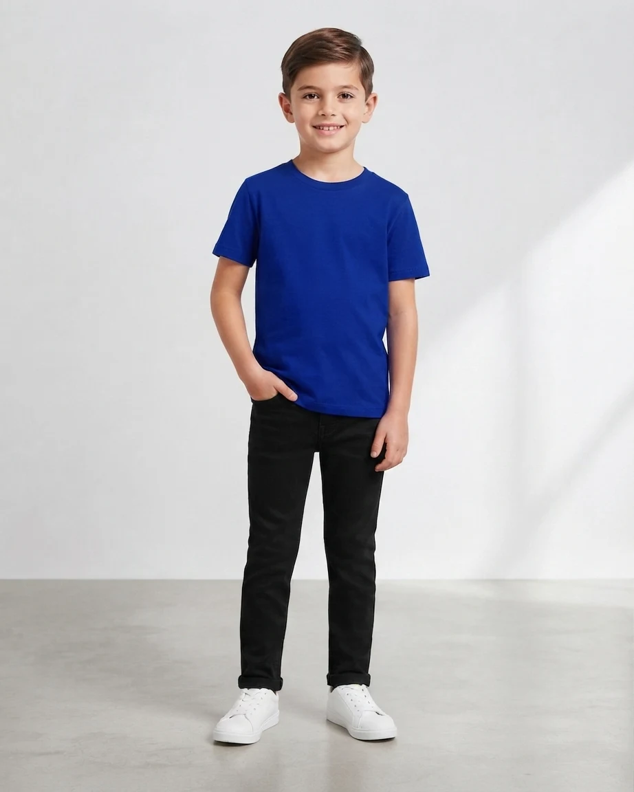 100% Cotton Plain T-Shirt for Kids – Azure Blue